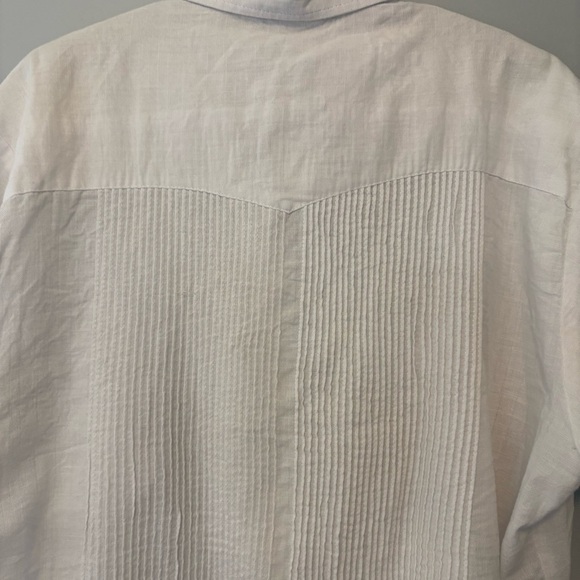 Mr. Buho White Linen Blend Short Sleeve Shirt XL Made in Mexico - Picture 7 of 9